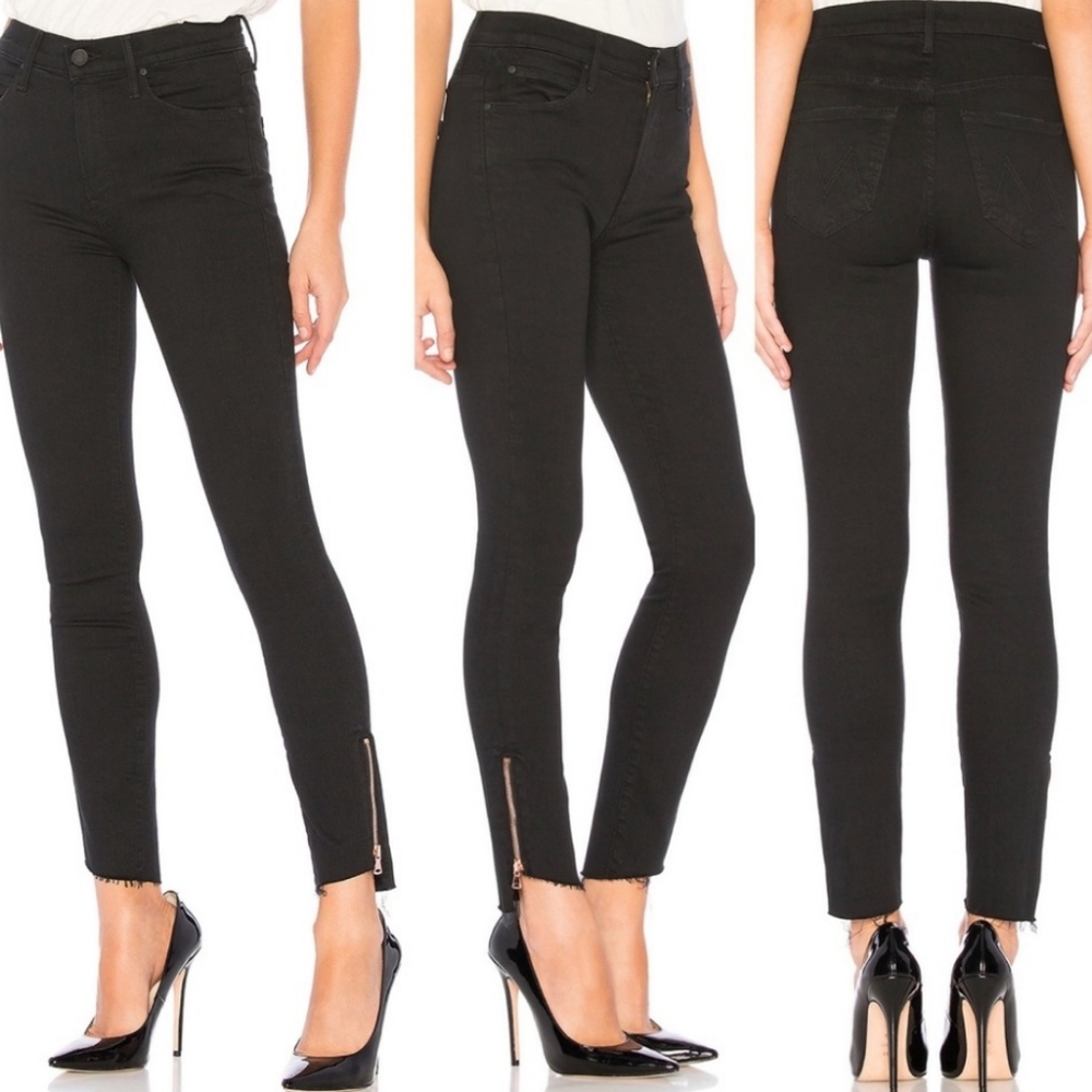 MOTHER Black The Stunner Double Zip Ankle Jeans In Not Guilty Size 25